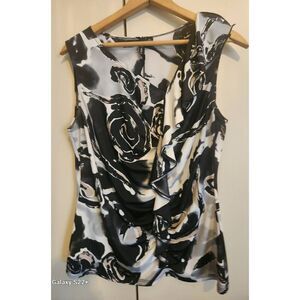 F16 Milano tank blouse with ruching and ruffle down the front